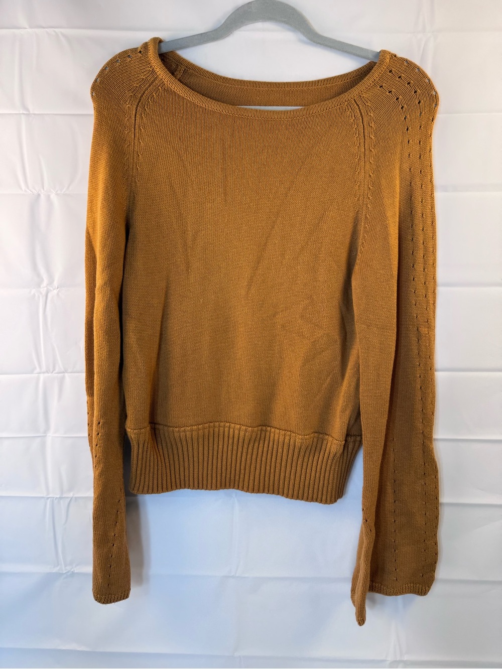 Sundance Supima Cotton Merino Wool Bell Sleeve Knit Sweater Mustard